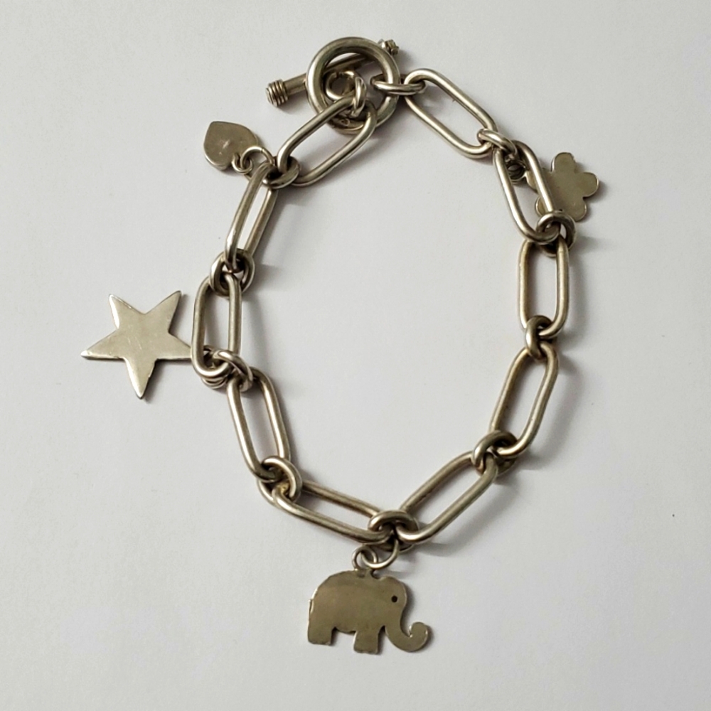 Sterling Silver 925 Cosmic Paperclip Harmony Talisman Charm Bracelet